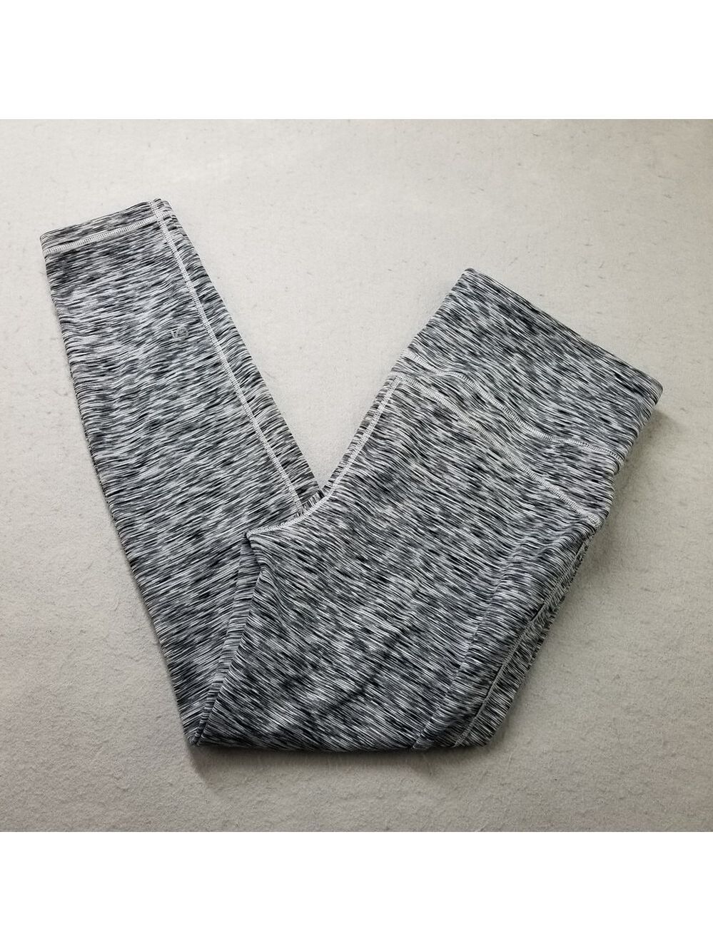 Gap Fit Leggings Size XL Black White Heather Striped Workout Yoga